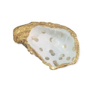 Gold dot decoupage oyster trinket tray